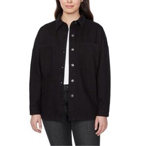 Hudson Jeans 100% Cotton Oversized Shacket Denim Jean Jacket Black Size Medium